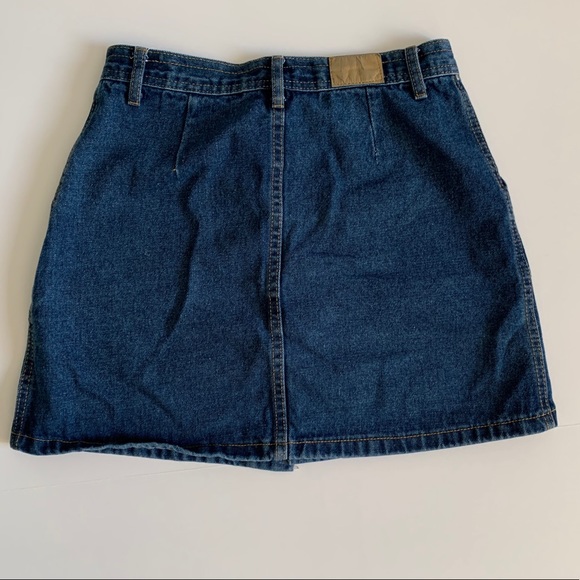 Dark Denim Rose Gold Button-Up Skirt Front Pockets - Picture 3 of 4